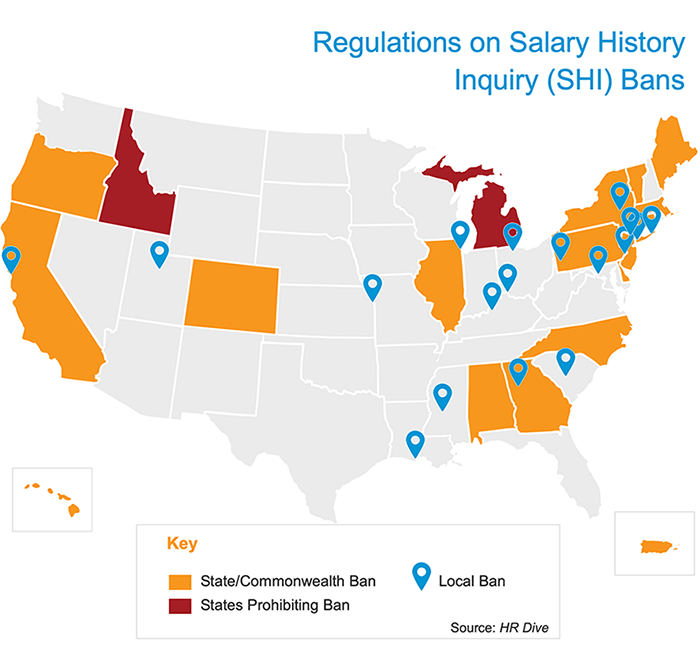 Salary History Ban Map with Key
