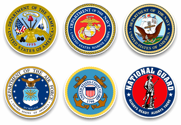 Seals of all  branches of the US Armed Forces